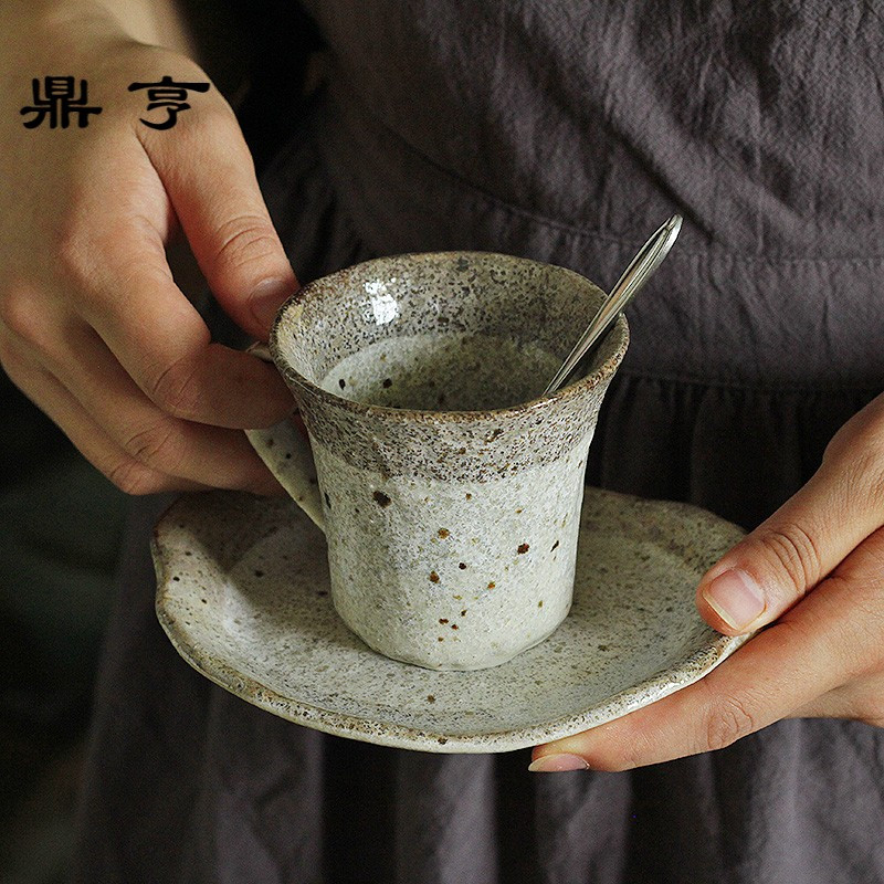 鼎亨日本原装进口 彩精复古手工陶瓷咖啡杯红茶杯 送杯垫樱花勺
