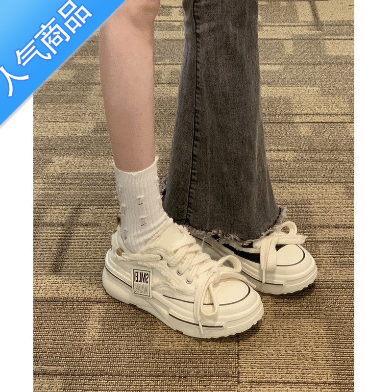 SUNTEK高定版！厚底乞丐帆布鞋女百搭休闲小白鞋小众设计感休闲运动板鞋高清大图