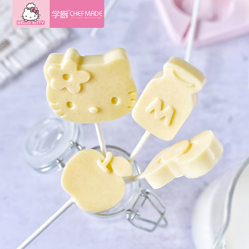 学厨 HELLO KITTY棒棒糖模具 硅胶8连奶酪棒模具 赠棒棒糖纸棒 DIY巧克力模具 烘焙工具 KT7082