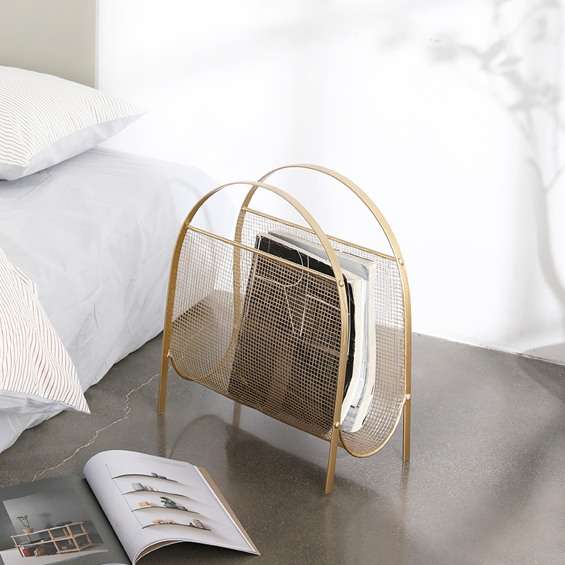 森美人北欧落地简易收纳架置物架铁艺小书架简约报刊架小型书报架杂志架高清大图