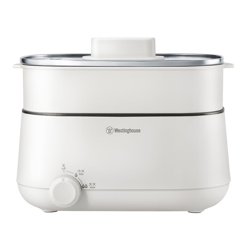 西屋(WESTINGHOUSE) 600W蒸笼多用多功能烹饪不粘涂层1.8L电煮锅 米白色 WSC18E