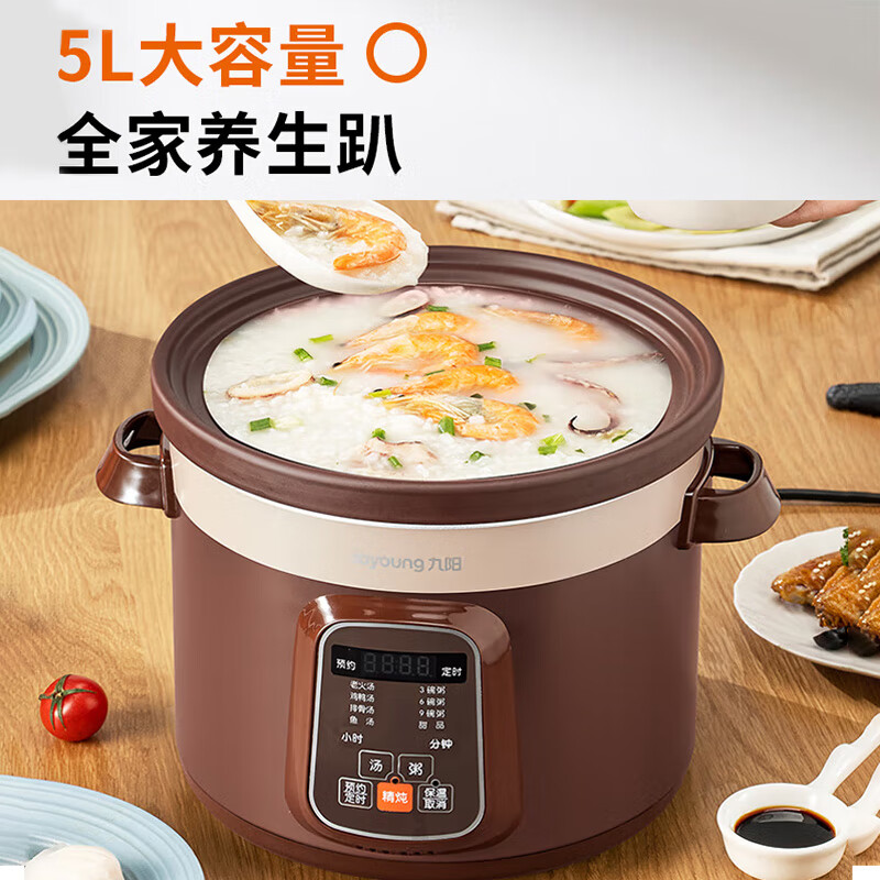 九阳 DG50Z-GD510 家用电炖锅5L大容量紫砂内胆可定时预约电炖锅