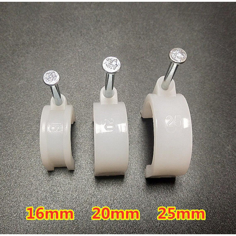 20白色pvc电工电线管卡钉尼龙带钉管卡线管卡边卡50个包