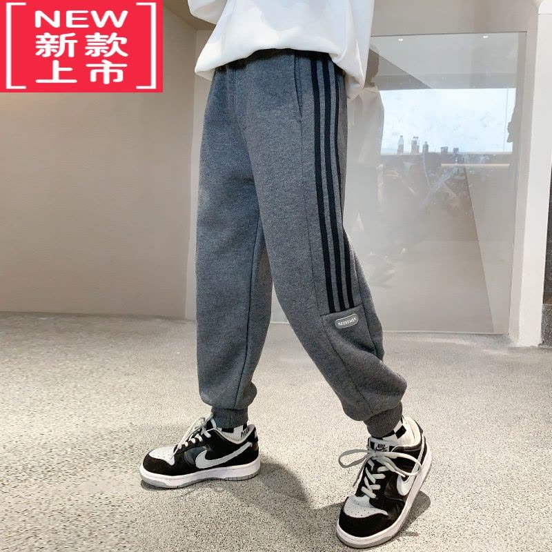可莉允儿童装男童加绒裤子秋冬款2022新款保暖棉冬装中大童运动加厚卫裤保暖裤图片