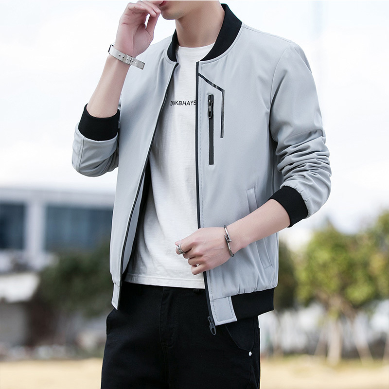 2018秋冬新款茄克衫青年休闲棒球服立领外衣男士外套