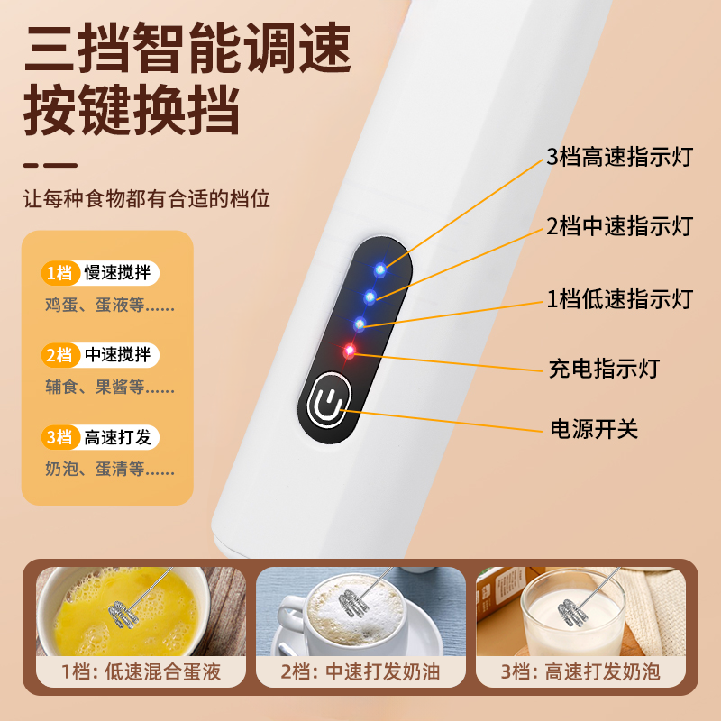 电动打奶泡器咖啡打泡器家用迷你牛奶搅拌器手持无线打发机器4158高清大图