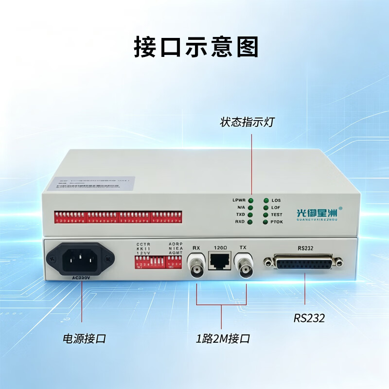 光御星洲 GY-TB232/E1 协议转换器 2兆转V24 E1转同步232数据 2M网桥232转E1 桌面式 1对高清大图