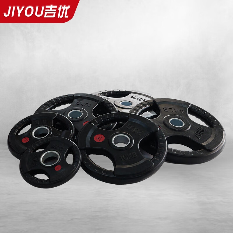 吉优JY-F9019大孔包胶杠铃片奥杆专用商用健身房器械举重片配重片高清大图