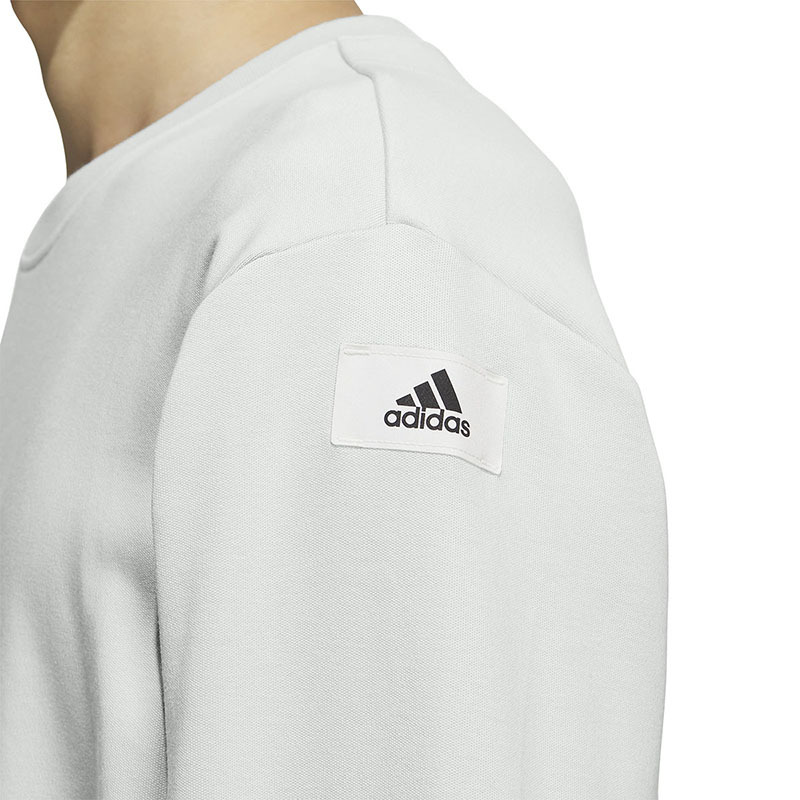 adidas 纯色字母Logo运动休闲圆领卫衣 男款 银灰 IK2795