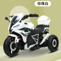 奇客电动车qk-309儿童电动摩托车2-9岁男女学生电玩具车可坐人电瓶童车双电双驱越野摩托车 白色三轮