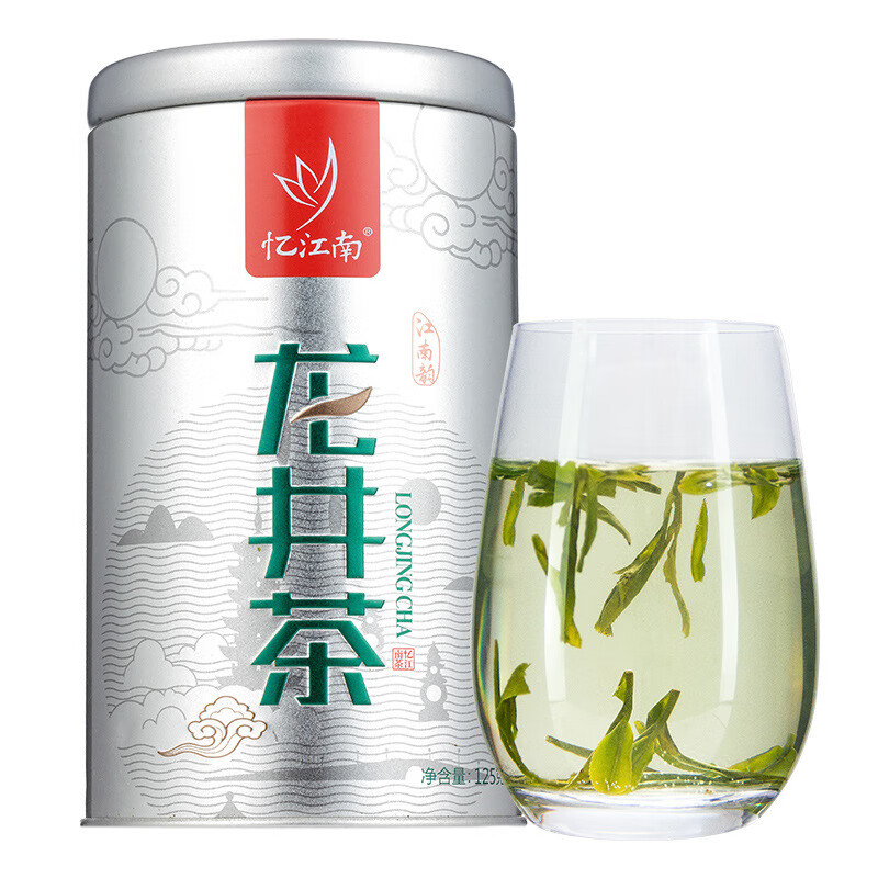 忆江南 茶叶春茶罐装绿茶杭州钱塘新款 125g银罐龙井