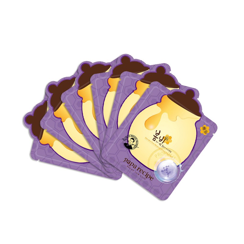 春雨(Papa recipe)紫色蜂蜜乳糖酸面膜6片 收缩毛孔 细腻控油提亮 韩国进口高清大图