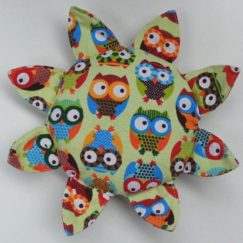 儿童布艺飞盘儿童软飞盘飞碟沙包玩具幼儿园飞盘玩具姜黄色猫头鹰飞盘