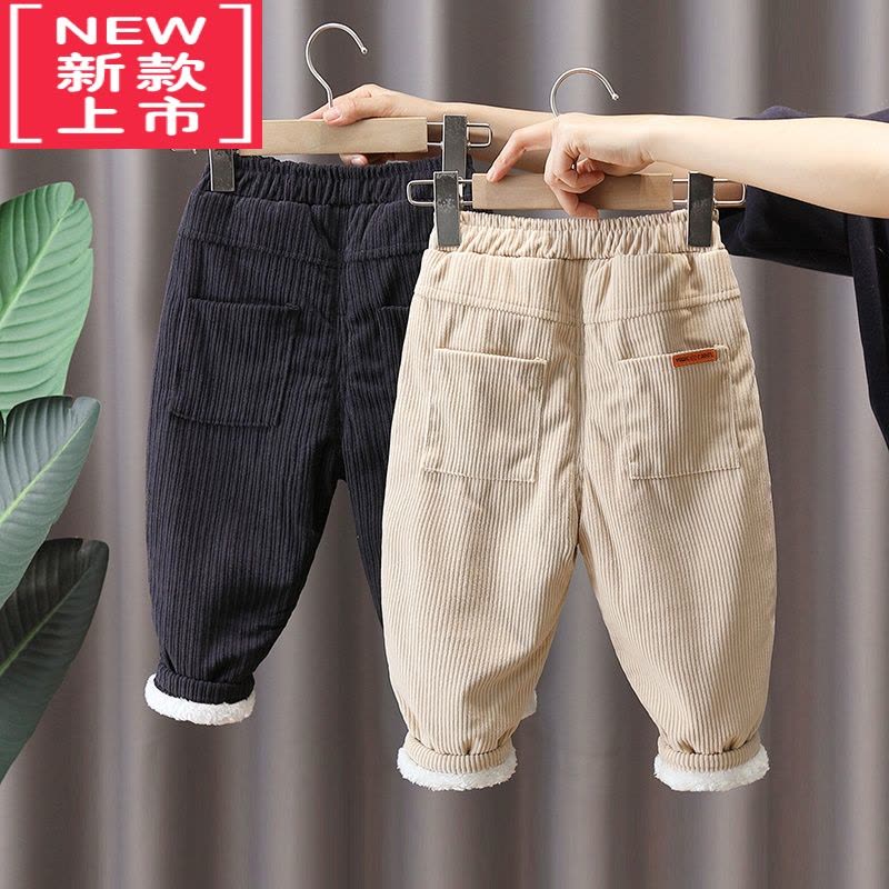 可莉允男童棉裤冬季加绒裤子儿童加厚灯芯绒裤冬装2022新款中小童保暖保暖裤图片