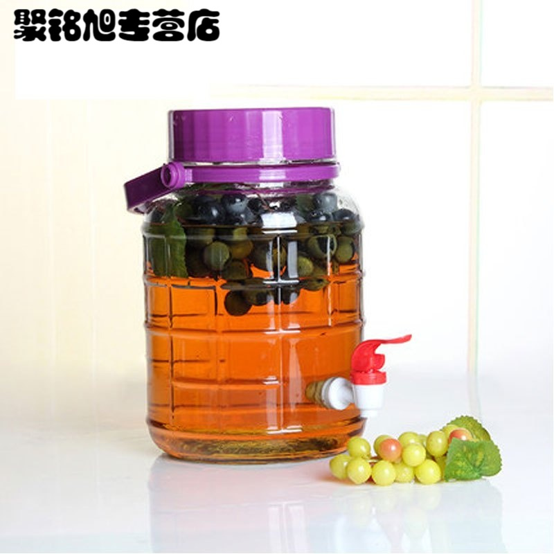 玻璃泡酒瓶带龙头泡菜果汁瓶加厚酿酒玻璃瓶手提酒坛酵素瓶多色多款多功能生活日用收纳用品时尚创意简约收纳柜