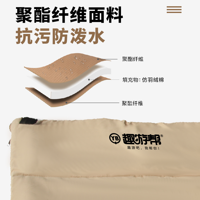 趣游帮QU YO BANG 带帽可拆轻奢款睡袋( Y31 )高清大图