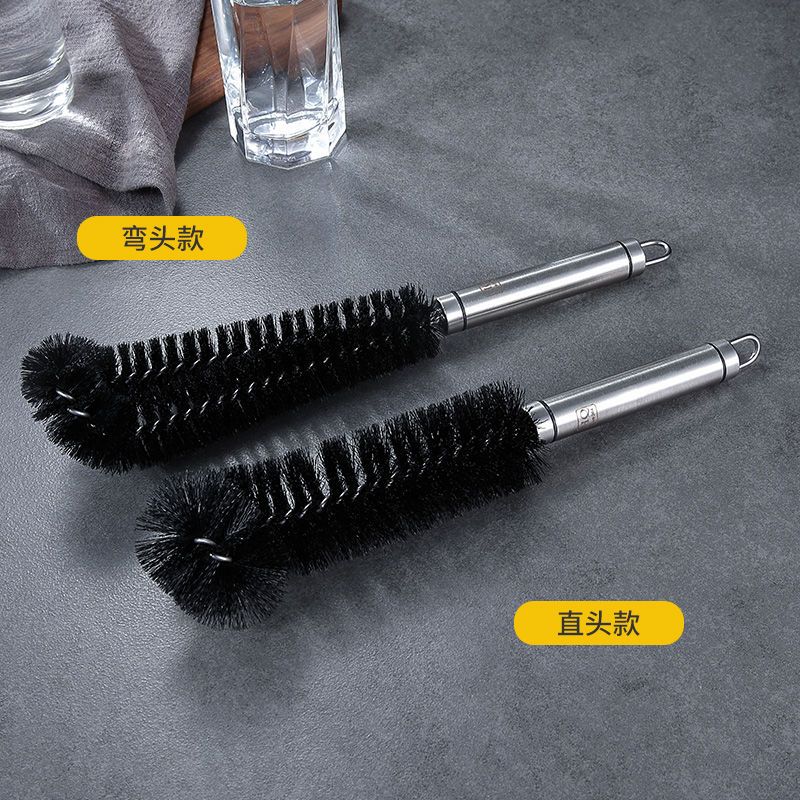 不锈钢杯刷无死角洗杯子神器去茶渍长柄清洁刷子婴儿奶瓶刷毛刷 塑胶[短款]
