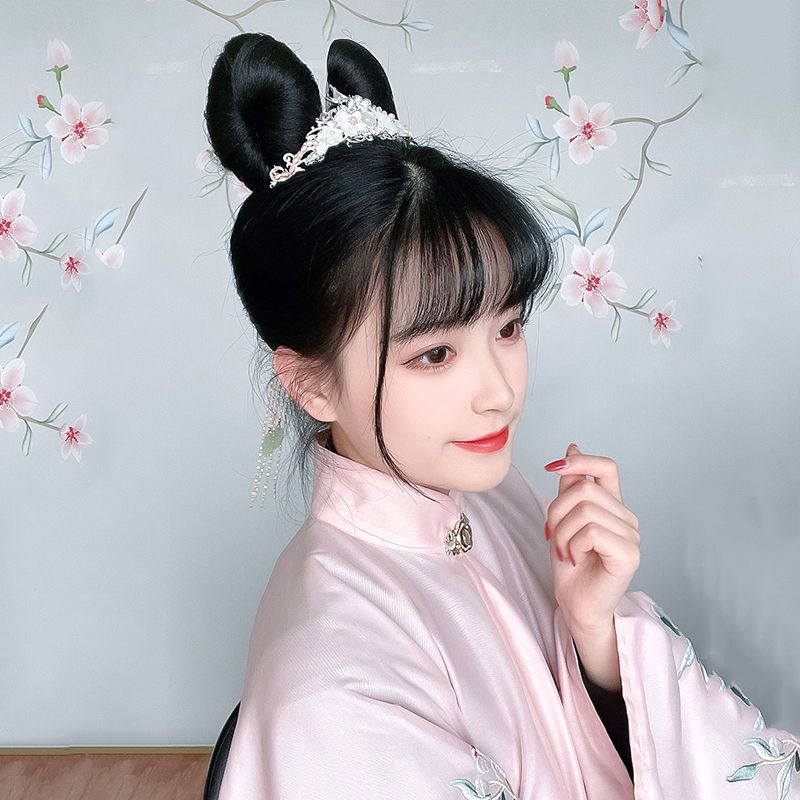 古装汉服假发包长歌行乐嫣同款假发包可爱唐风双发髻古风垫发套装 单