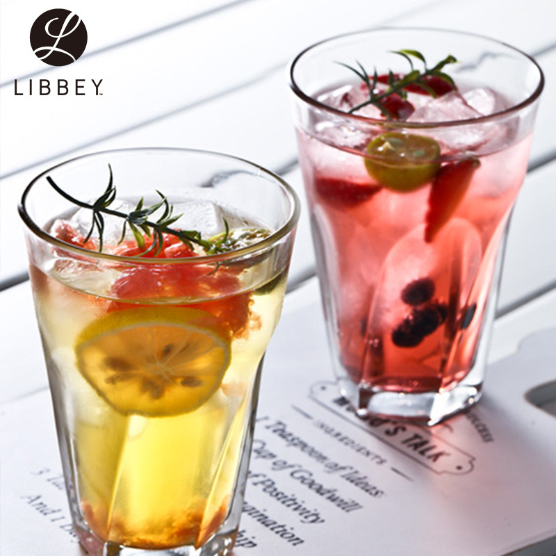 Libbey利比 扭转直布罗陀系列296ml玻璃杯沙冰奶茶杯果汁杯啤酒杯家用透明水杯 四只装