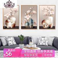 封后花瓶十字绣2019新款绣客厅简约现代三联画玉兰花手工自己线绣餐厅 [三联画]180*85CM[棉线][大版]