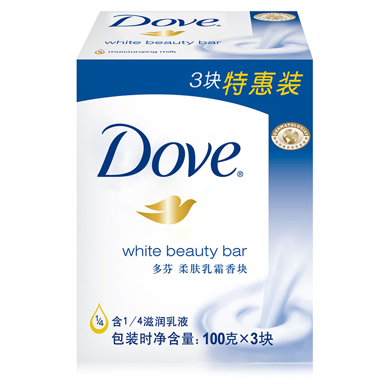 多芬(Dove) 柔肤乳霜香皂 100g*3 [联合利华]