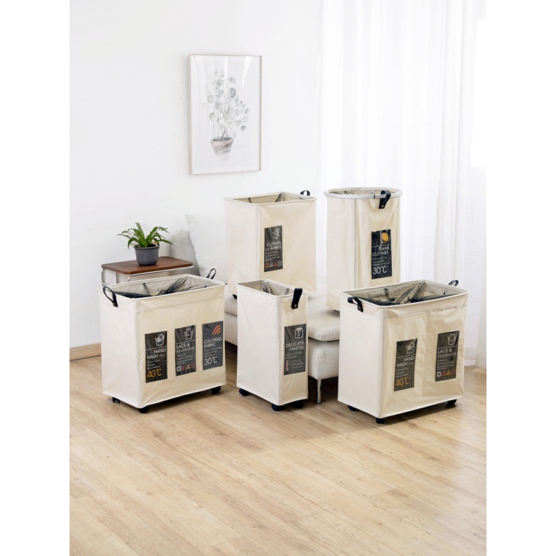 带滚轮脏衣篮衣服分类收纳筐家用脏衣服收纳桶脏衣篓洗衣篮高清大图