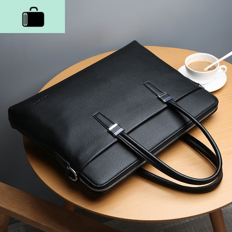 男包手提包商务男士公文包防水横款休闲电脑包男皮包大容量公务包new