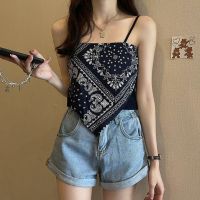 设计感小众不规则吊带背心女胖妹妹大码女装夏季美背丝巾肚兜上衣 黑色 均码[80-115斤]