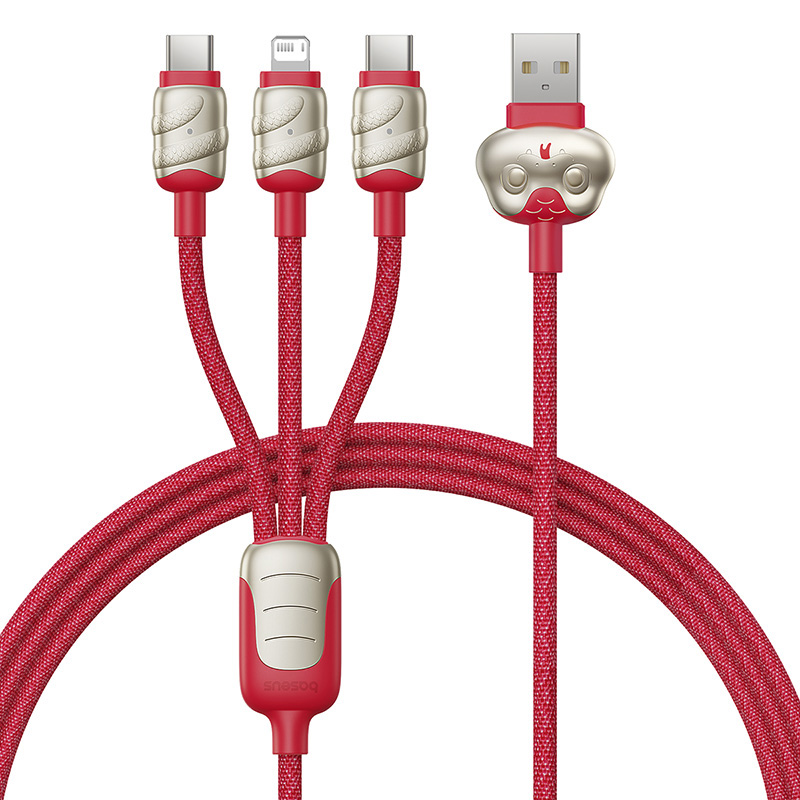 倍思 蛇年生肖系列 快充充电线 USB to C+C+L 3.5A