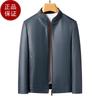专柜大牌|大厂新款高端立领生态皮衣男夹克休闲外套|薄厚可选打底衫100纯羊毛衫套头商务羊_602 M/170 黑色（加绒内里）