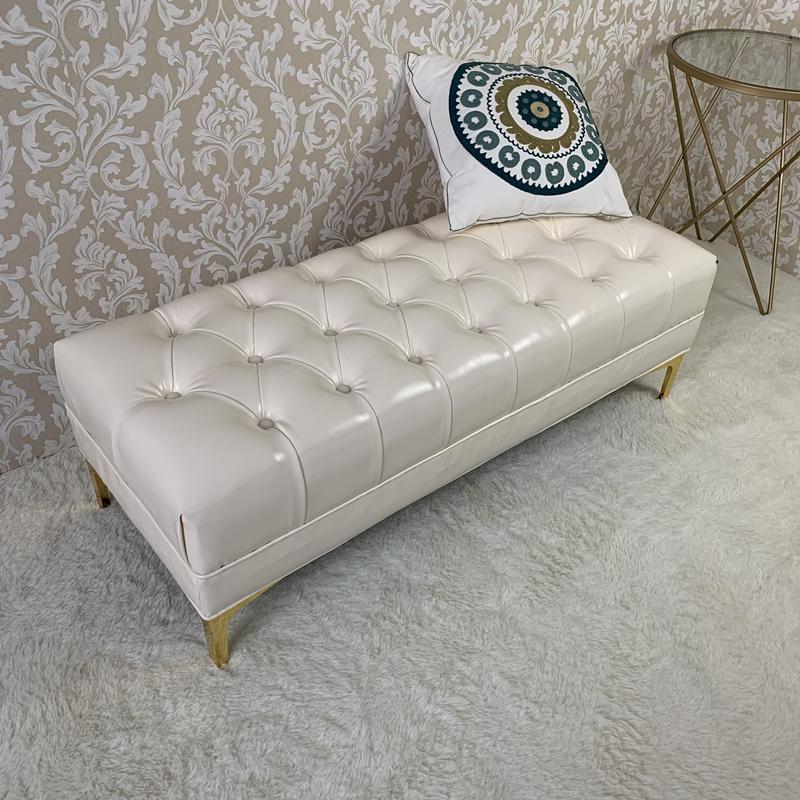 森美人美式床尾凳沙发凳长条凳卧室衣帽间换鞋脚踏北欧商场服装店丝绒布 150*45*40PU皮(米白色） 默认尺寸