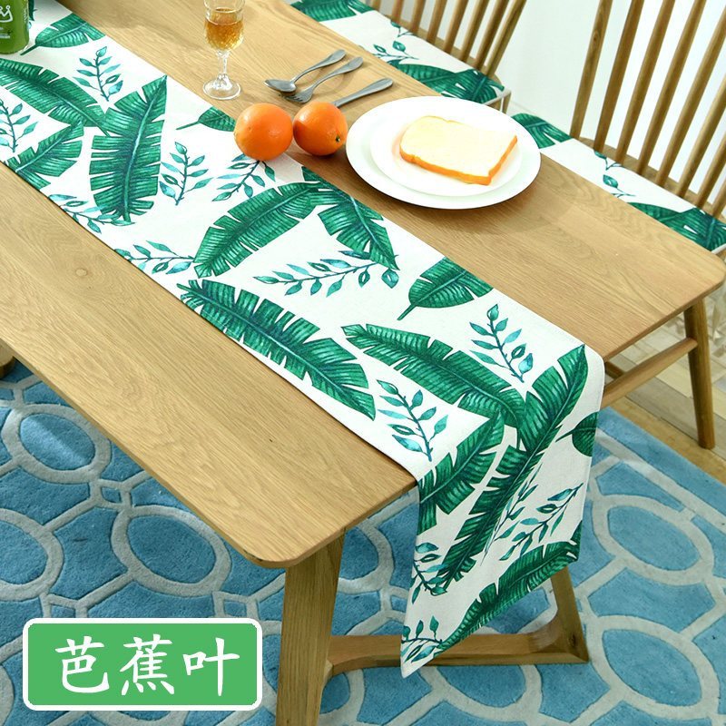 家柏饰(CORATED)现代简约风桌旗北欧棉麻小清新床尾巾电视柜鞋柜布茶几布艺 青柠 30*160cm高清大图