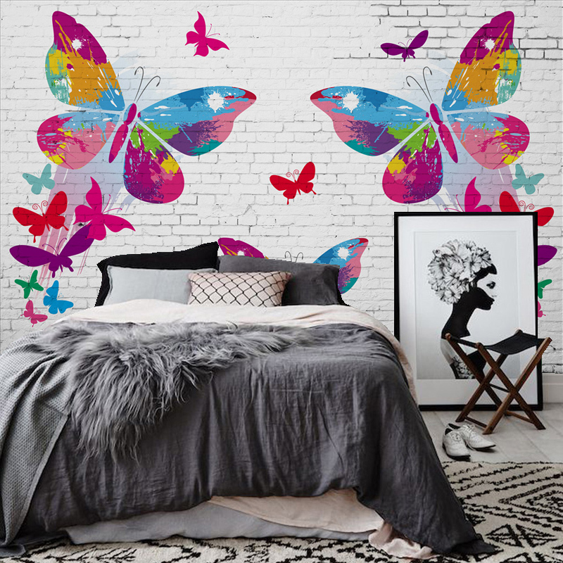 无缝3d定制壁画花花蝴蝶电视背景墙客厅沙卧室墙纸壁布贴画墙画壹德壹