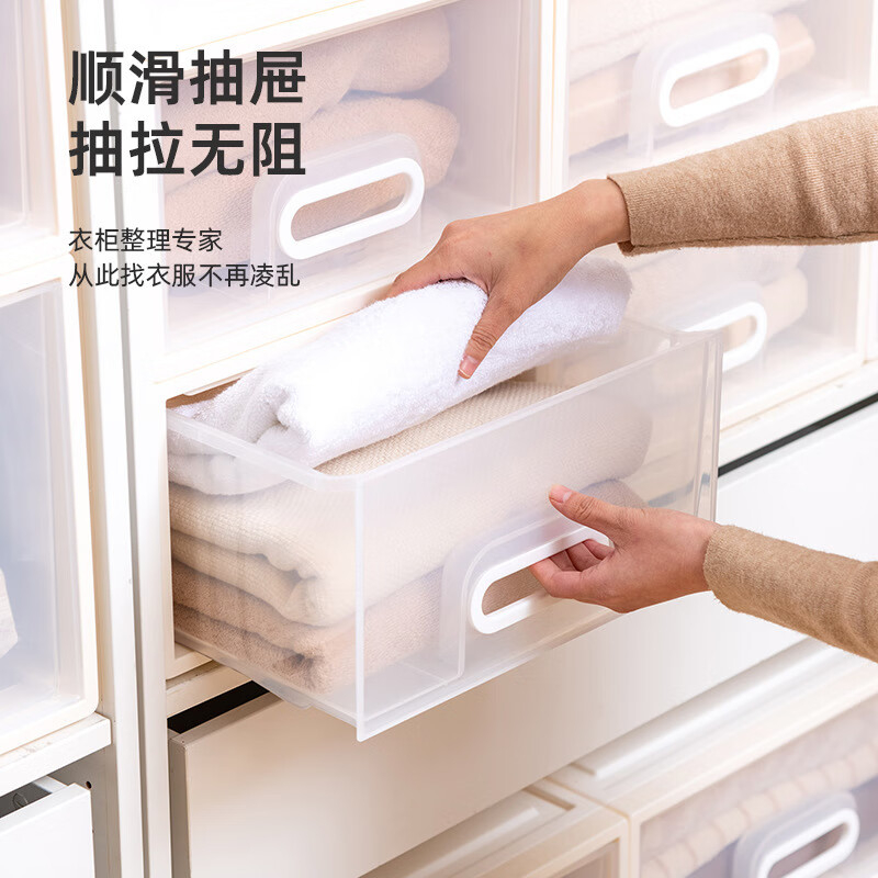 禧天龙(Citylong) G-5205收纳柜2个装(透白) 家用折叠整理盒多层储物柜子40L高清大图