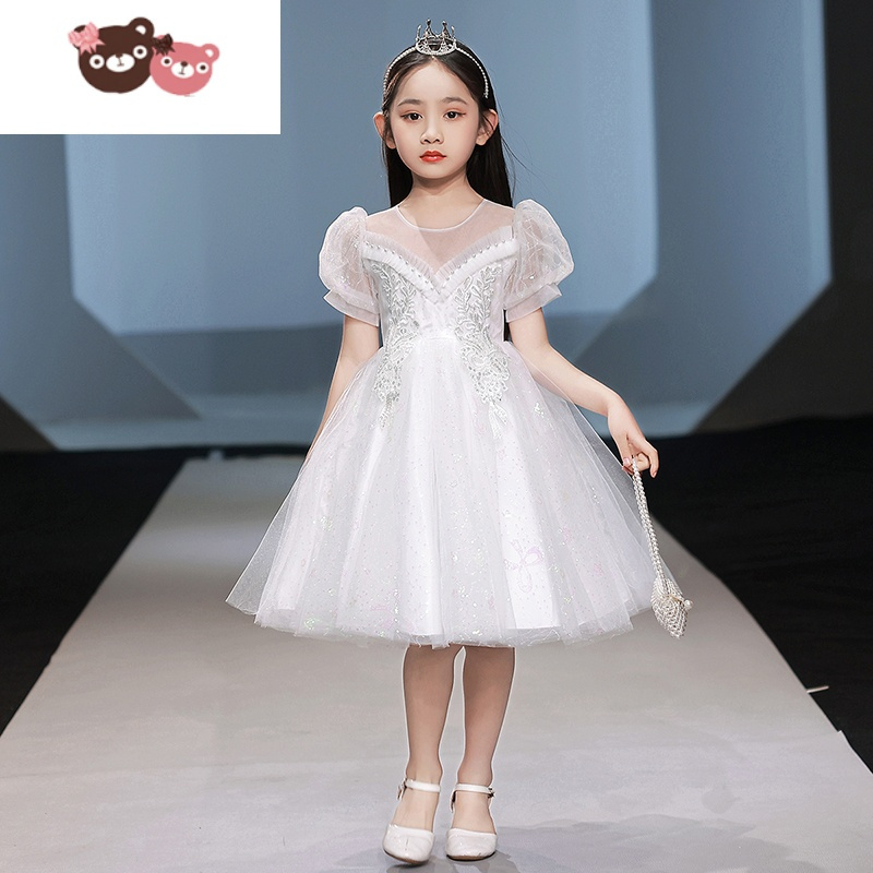 绿彩虹光女童连衣裙夏装儿童蓬蓬裙礼服女童公主裙童装女超洋气小女孩