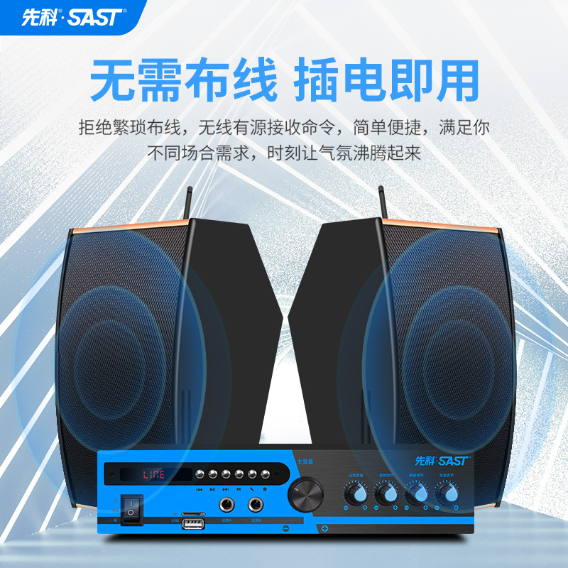 先科(SAST)家庭影院无线KTV音响套装 木箱音响套装会议音响 卡拉OK音响套装家用