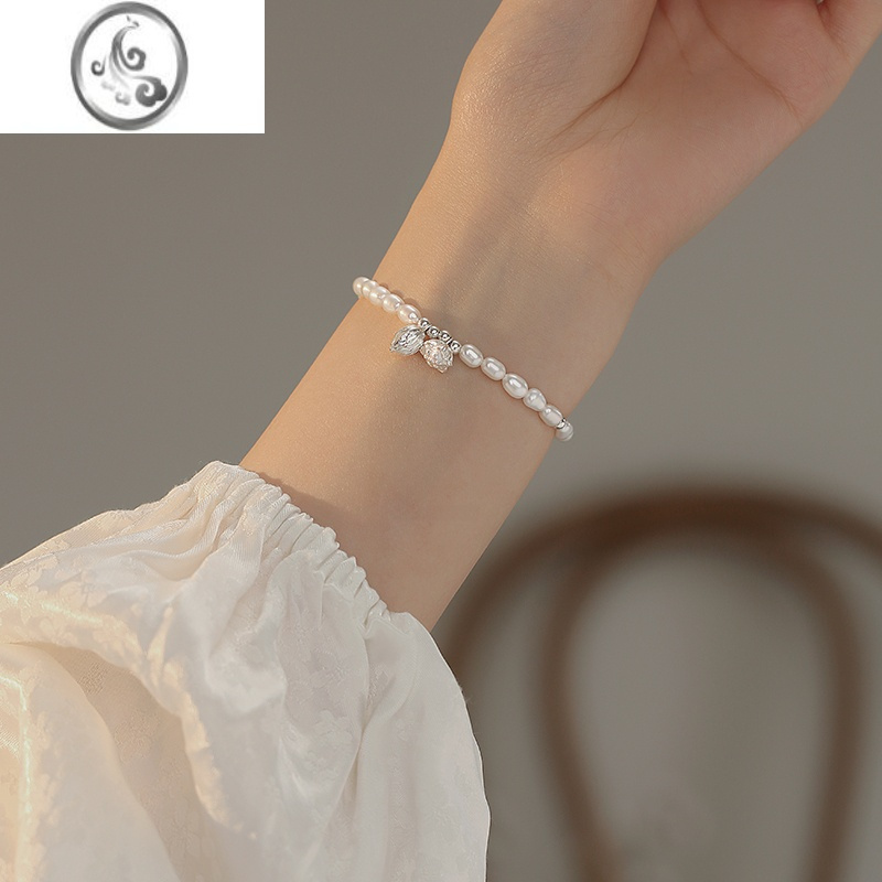 jimidairion莲蓬淡水珍珠手链女银银珠子串珠手饰小众精致手链