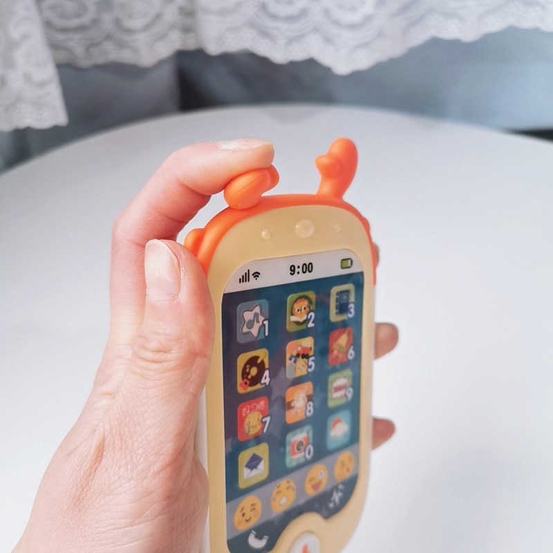 婴儿止哭神器 宝宝仿真触屏智能手机 多功能闪灯音乐儿童手机|蓝色牙胶手机(充电版)