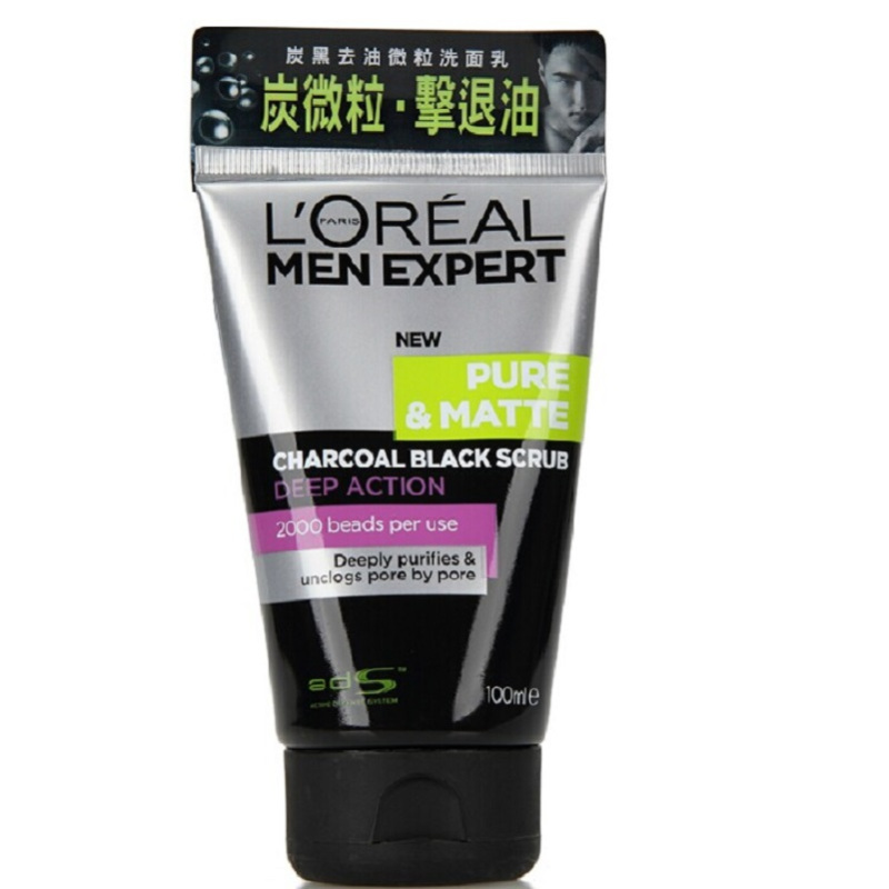 欧莱雅男士控油炭爽抗黑头洁面膏100ml-2j