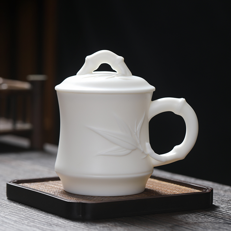 MULTIPOTENT办公杯中国白德化瓷羊脂玉瓷陶瓷盖杯商务会议泡茶杯伴手礼盒