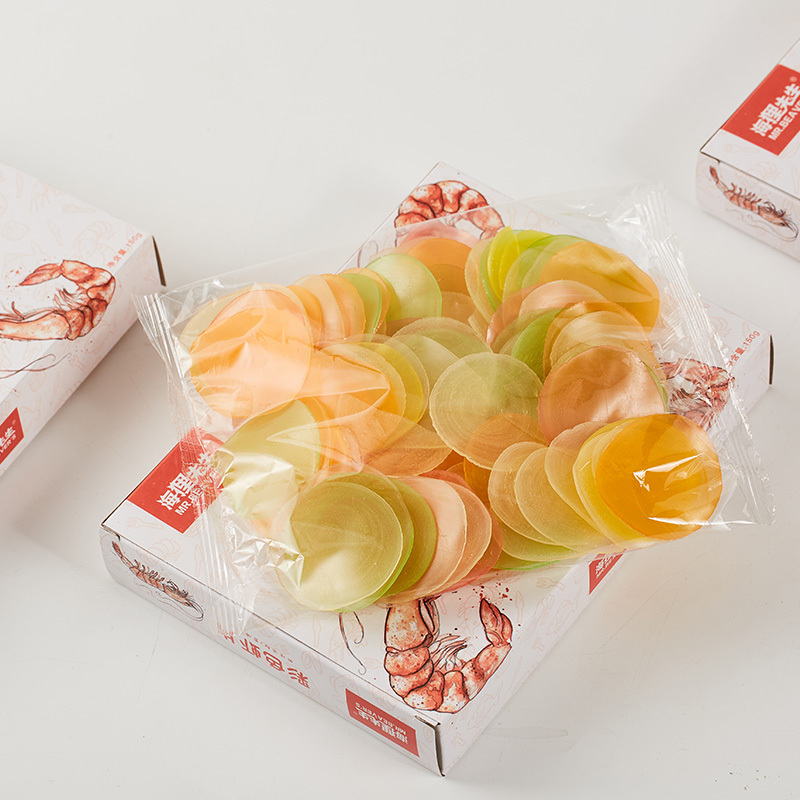 海狸先生网红虾片膨化休闲小零食150g*1盒彩色鲜虾片自己炸(休闲零食)