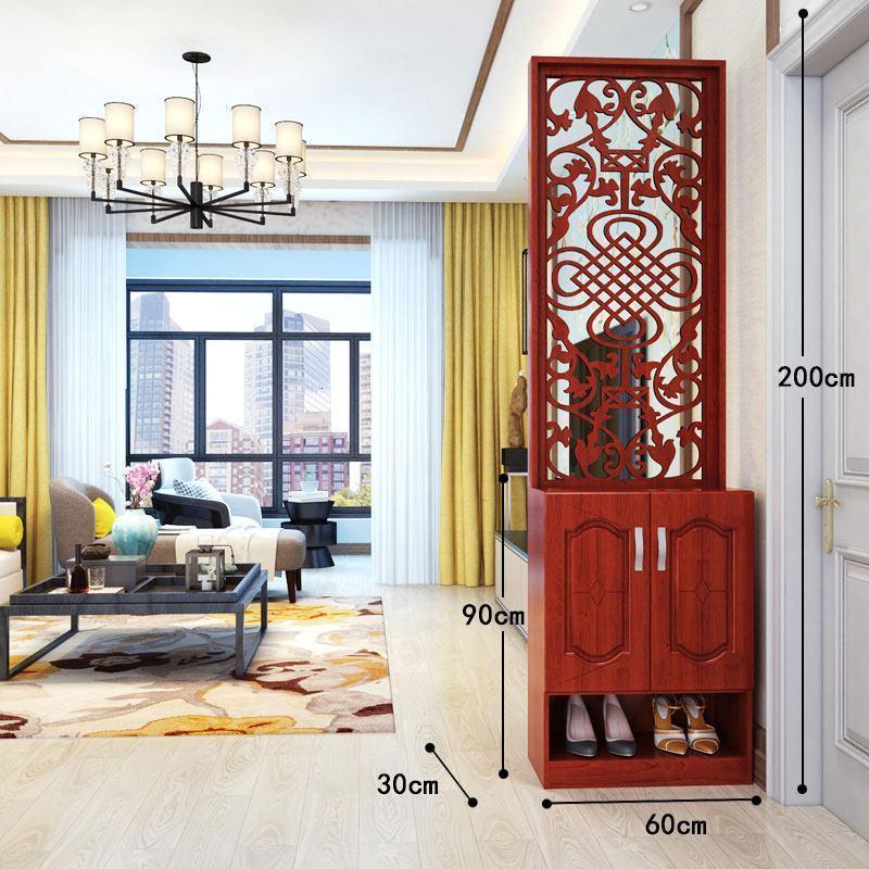 森美人中式屏风厅柜隔断座屏客厅玄关移动简约现代客厅卧室装饰架鞋柜 高200长60宽30(鞋柜款)组装