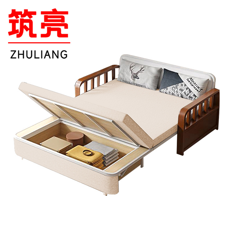 筑亮 沙发床 130cm米黄色可储物款 张高清大图