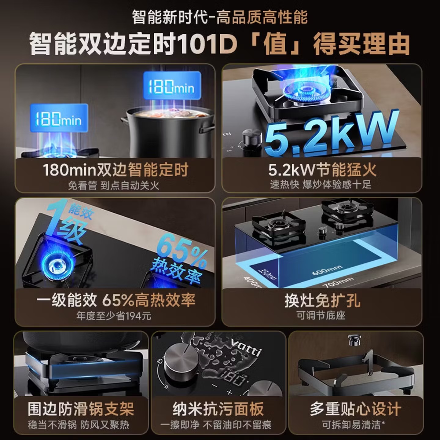 华帝烟灶套餐25m³大吸力挥手S7顶吸抽油烟机自清洁5.2kW大火燃气灶天然气定时可调节11207+10101D高清大图