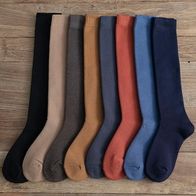 冬季袜子女小腿袜日系瘦腿保暖加厚加绒抗寒及膝中筒羊毛堆堆长袜