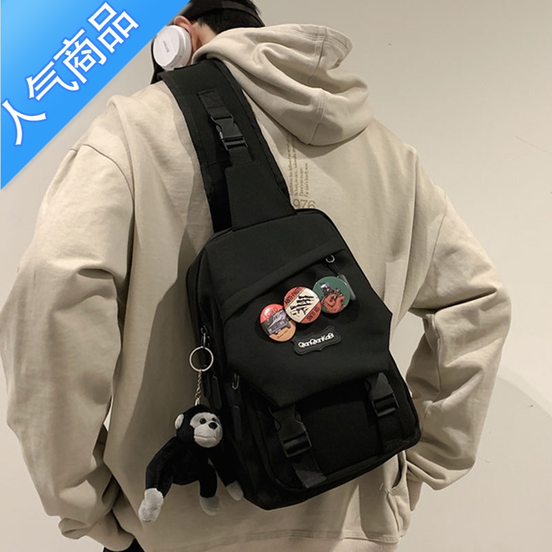 FENGHOUins潮牌休闲男士斜挎包学生单肩背包女日系轻便大容量斜肩包胸包腰包男