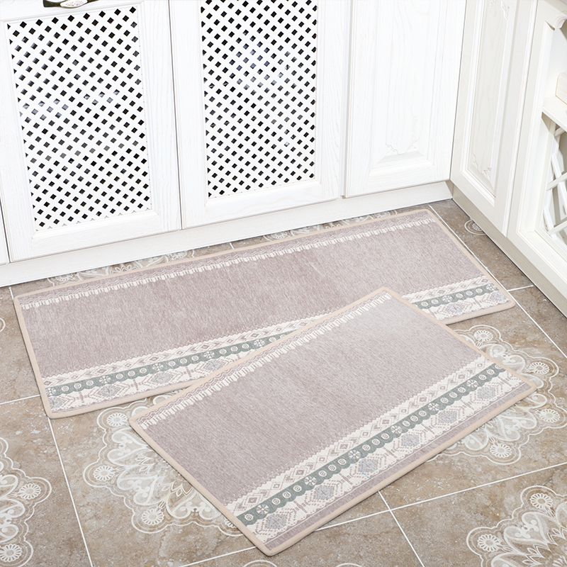 美帮汇厨房地垫可擦防滑免洗防油吸水家用浴室脚垫垫子卧室地毯 烟粉色 定制专拍