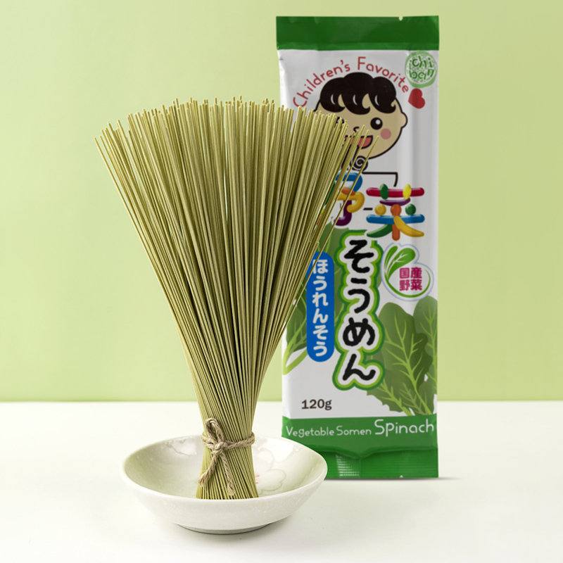 播州日本进口食品日式汤面菠菜细挂面120g