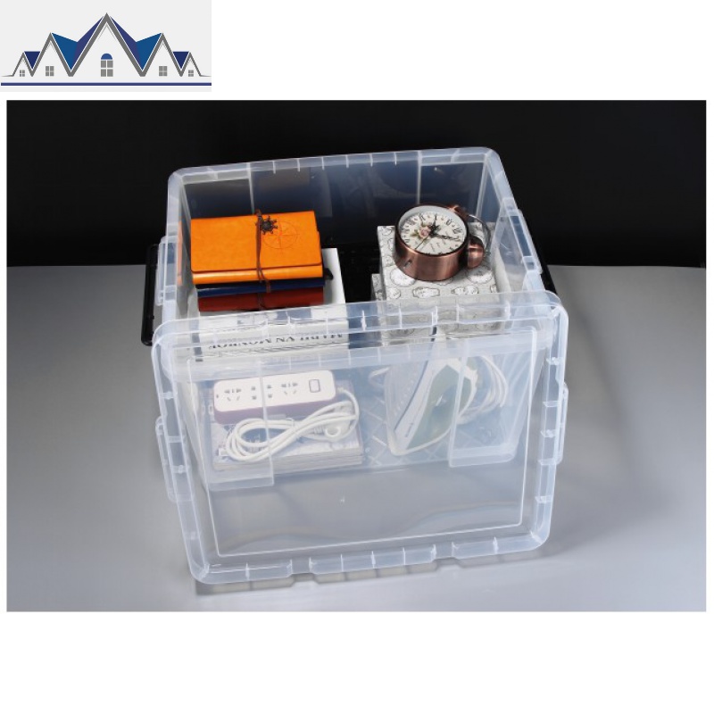 透明收纳箱塑料箱子储物箱收纳盒衣服整理箱大号有盖衣物收纳框 三维工匠收纳篮 两件装【45升2个】加厚高透明