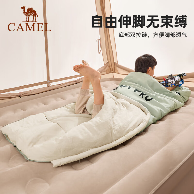 骆驼(CAMEL)熊猫联名成长型睡袋164BAF5643银化绿高清大图